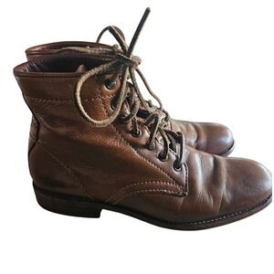 Frye Sabrina 6G Lace Up  Leather Ankle Boots 3474873 Womens Size 8.5 B Cognac